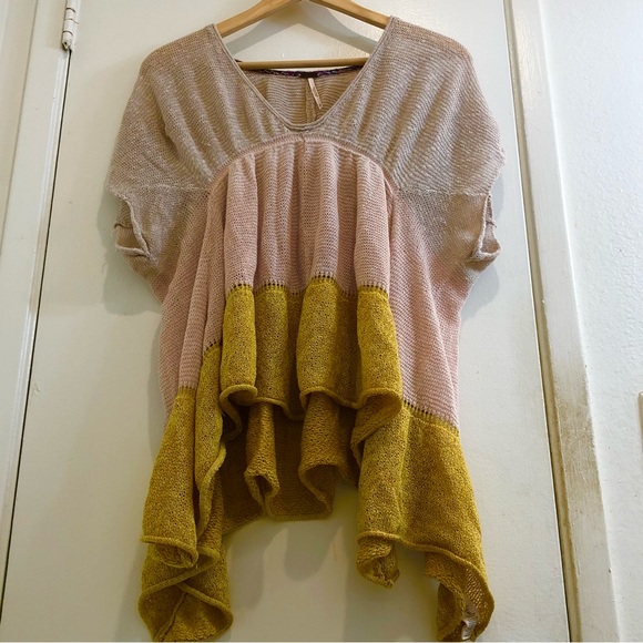 Free People Oversized Stretch Cheese-Cloth Top Cut/Cuffed Dolman Sleeves Size XS - Picture 8 of 15